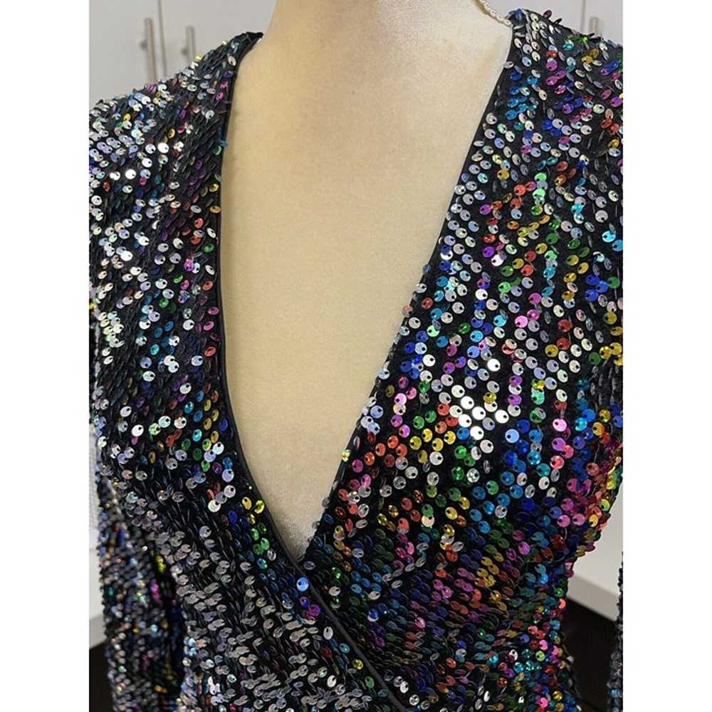 Forever 21 Rainbow Sequin Romper Size S Small Lon… - image 6