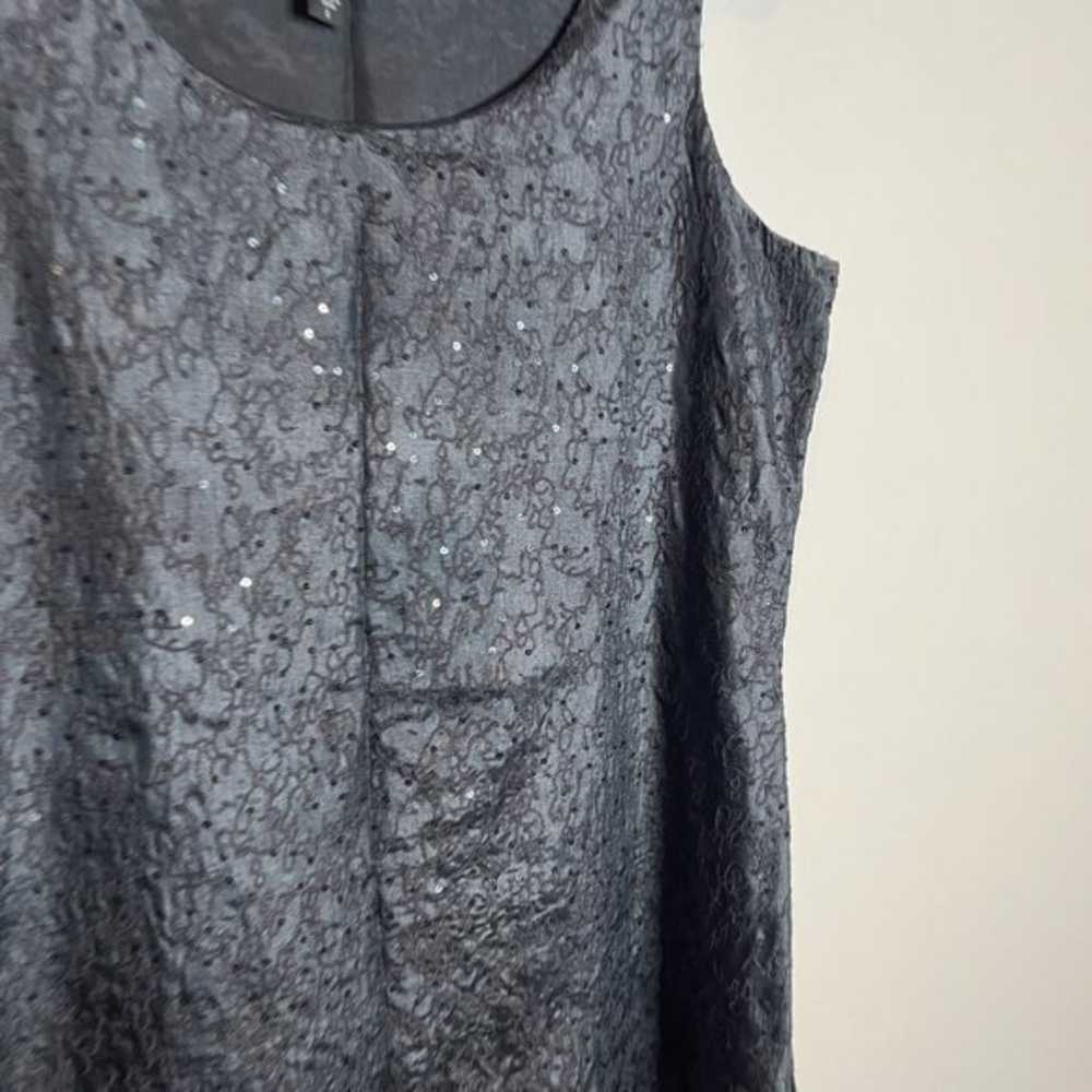 Eileen Fisher charcoal silk embroidered sequin dr… - image 2
