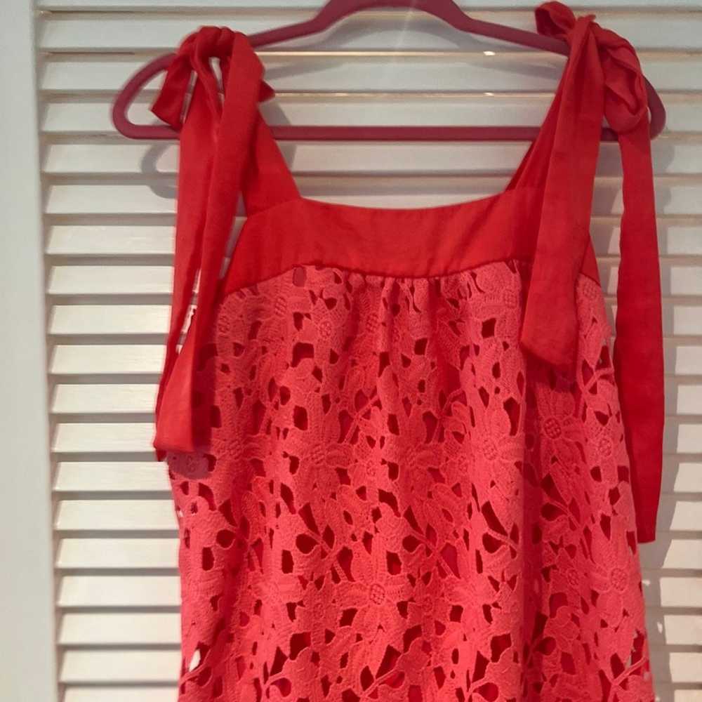 Red dress boutique floral coral dress size medium - image 8