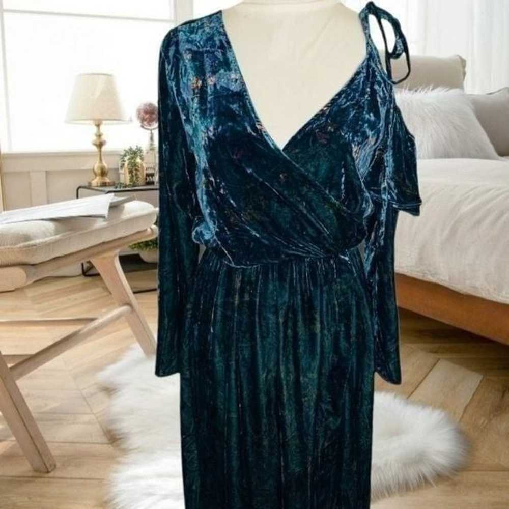 ZARA SPLIT HEM EMERALD GREEN VELVET ONE SHOULDER … - image 12