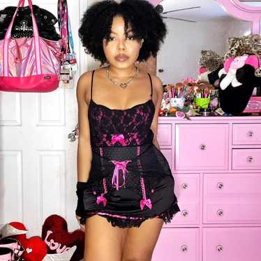 Black and Pink Mini Dress