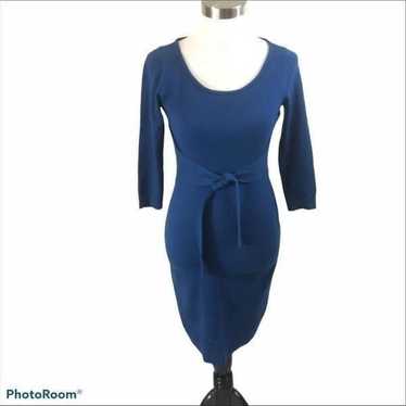 Blue Ann Taylor Wool Blend Tie Front Dress Size XS - image 1