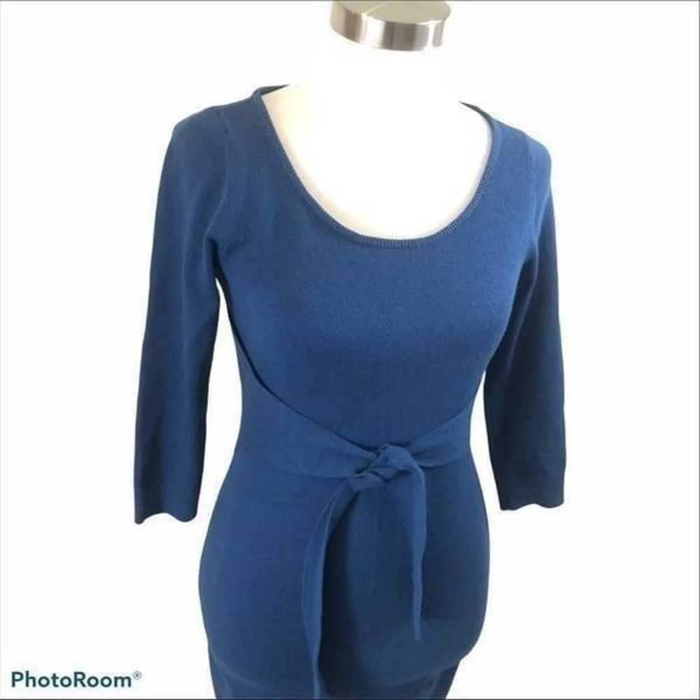 Blue Ann Taylor Wool Blend Tie Front Dress Size XS - image 2