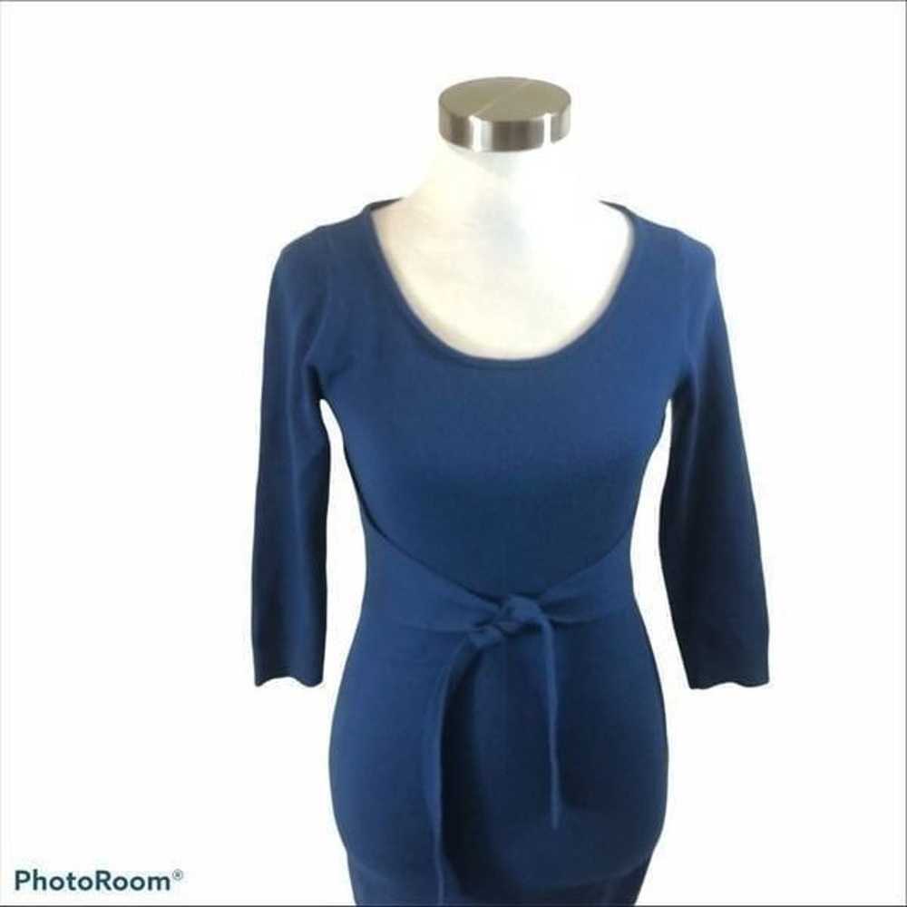 Blue Ann Taylor Wool Blend Tie Front Dress Size XS - image 3