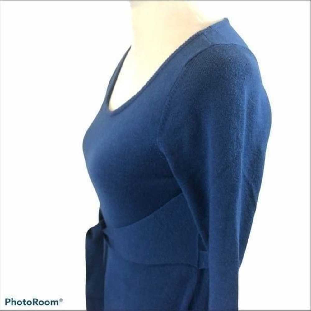 Blue Ann Taylor Wool Blend Tie Front Dress Size XS - image 5