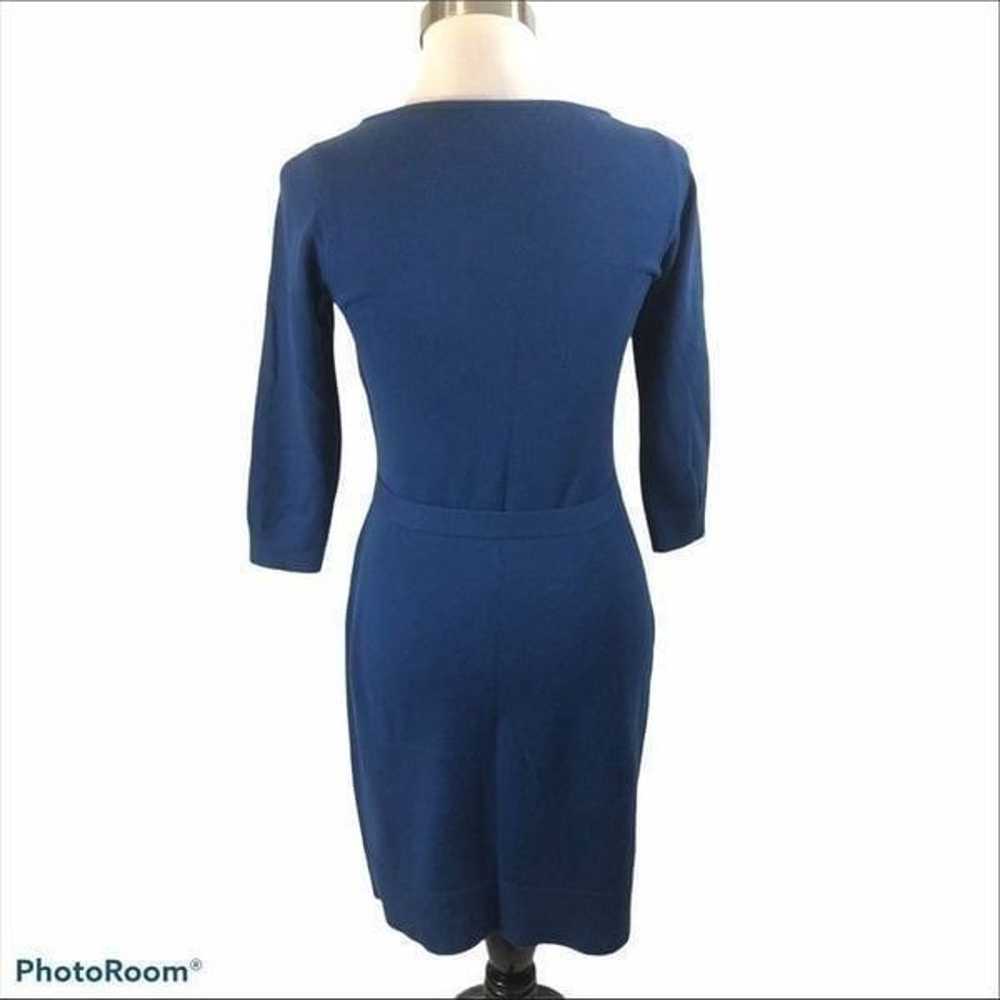 Blue Ann Taylor Wool Blend Tie Front Dress Size XS - image 6