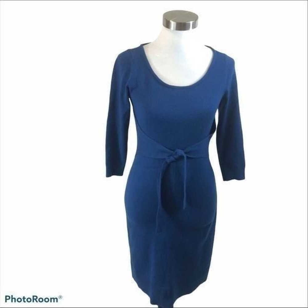Blue Ann Taylor Wool Blend Tie Front Dress Size XS - image 7
