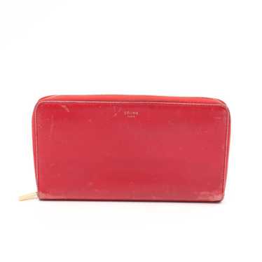 Celine Round Zipper Long Wallet Leather Red Logo - image 1