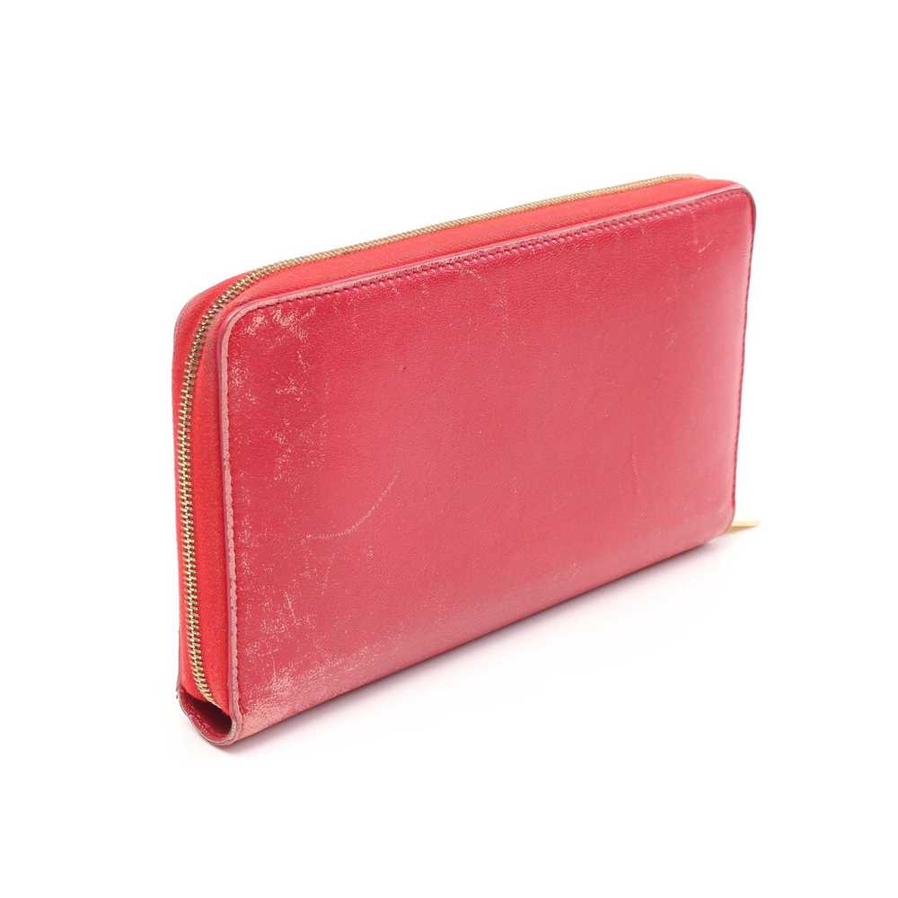 Celine Round Zipper Long Wallet Leather Red Logo - image 2