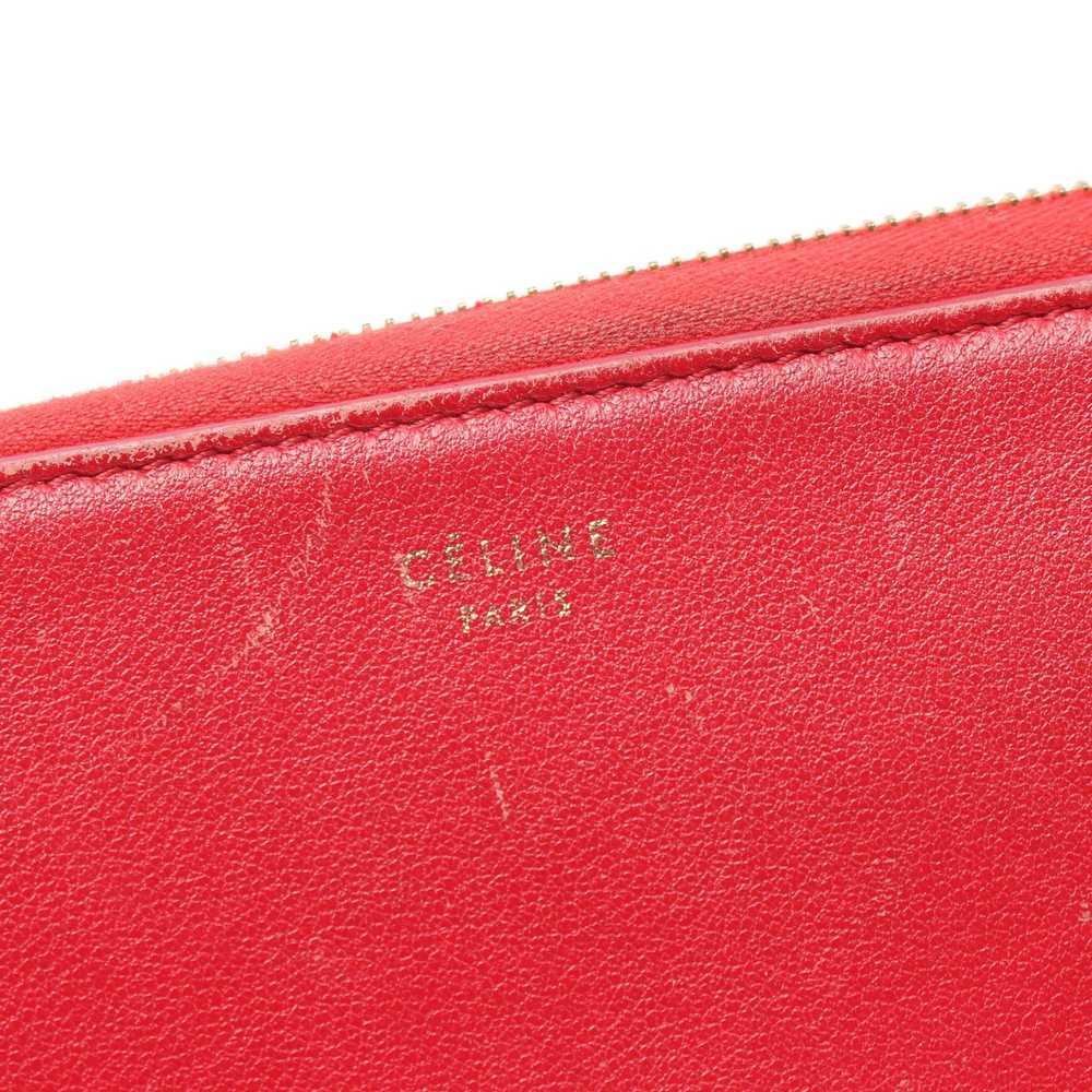 Celine Round Zipper Long Wallet Leather Red Logo - image 4
