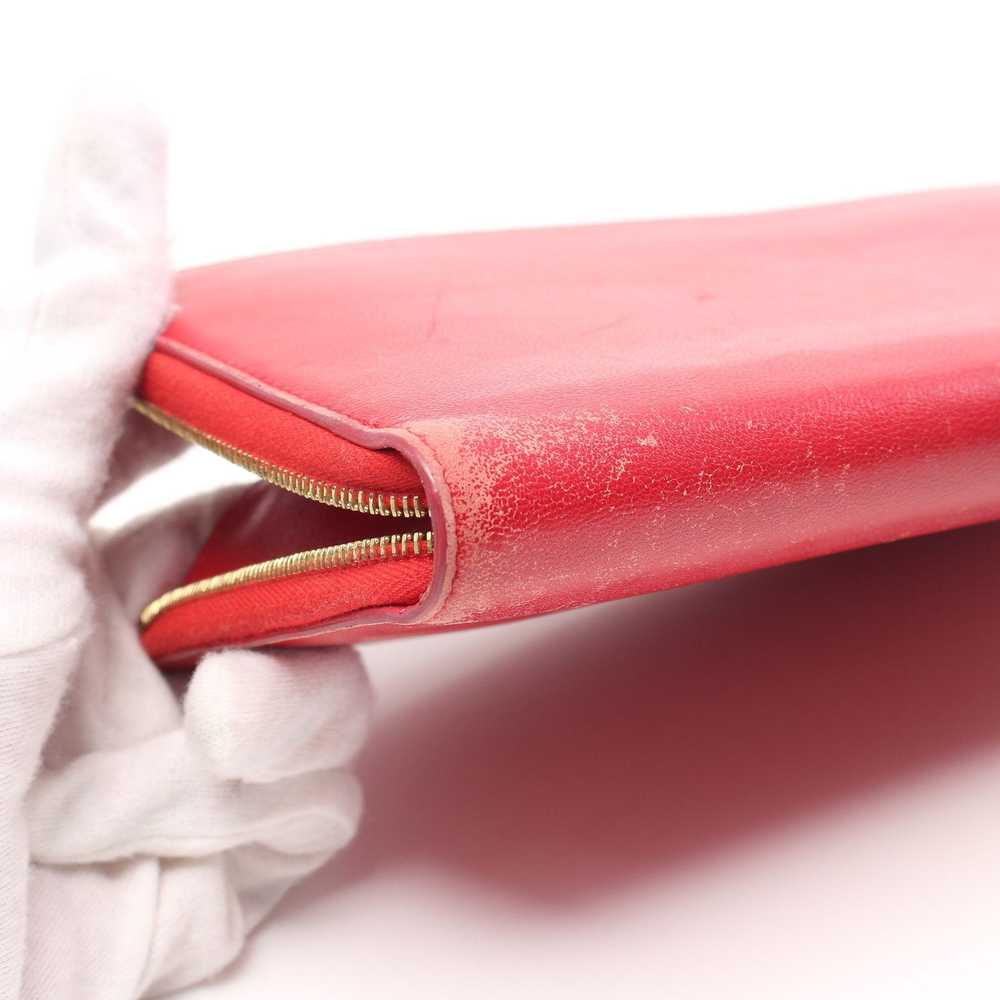 Celine Round Zipper Long Wallet Leather Red Logo - image 6