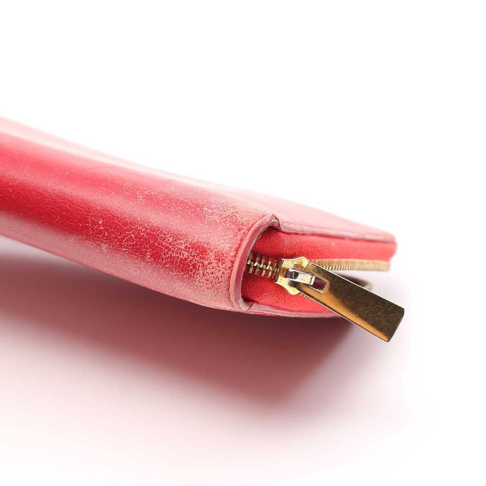 Celine Round Zipper Long Wallet Leather Red Logo - image 7