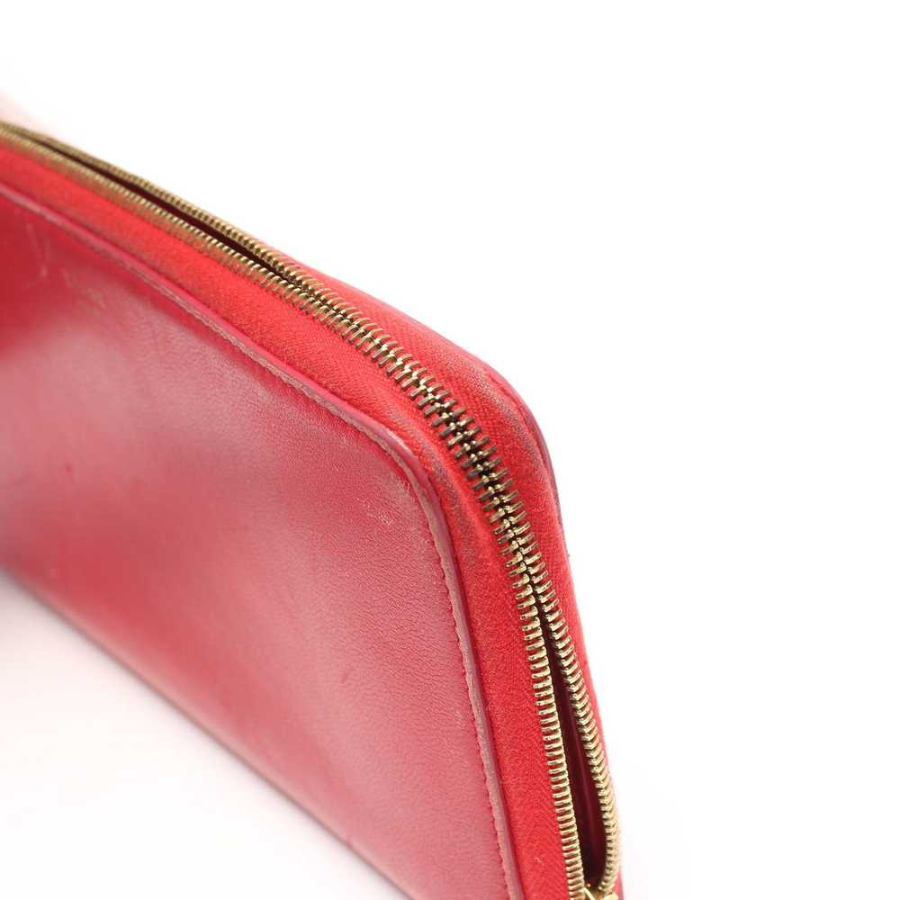 Celine Round Zipper Long Wallet Leather Red Logo - image 8