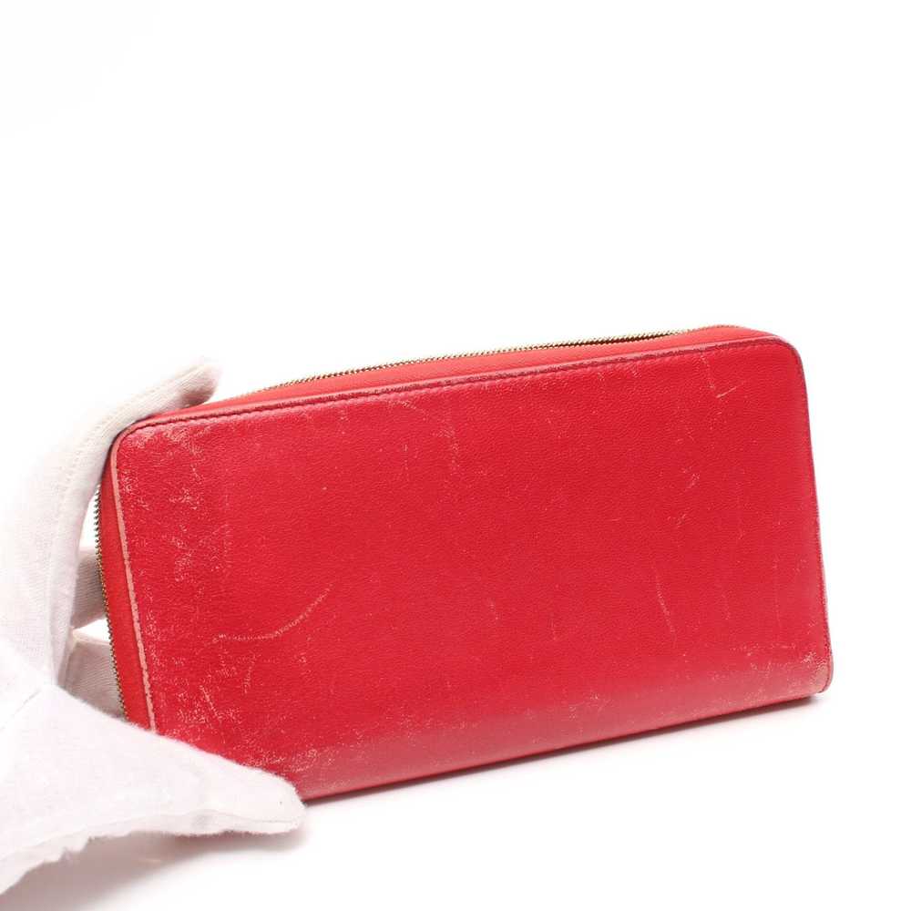 Celine Round Zipper Long Wallet Leather Red Logo - image 9
