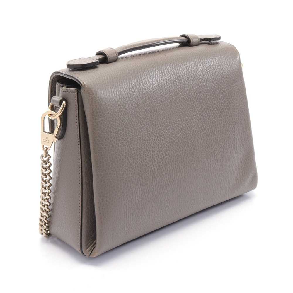 Gucci Interlocking G Handbag Leather Gray Beige - image 2