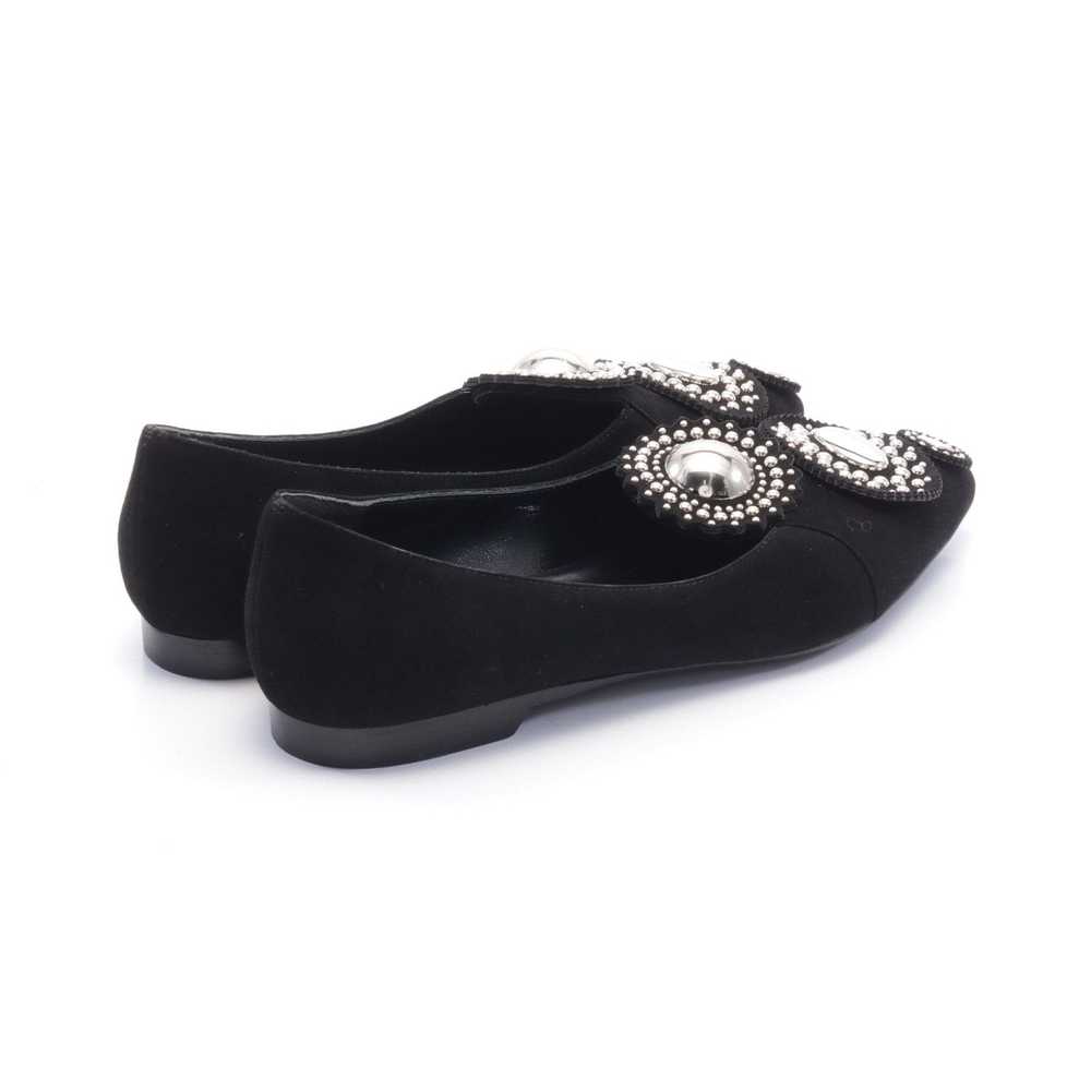 Hermes Pointed Toe Flat Pumps Suede Black Studs - image 2