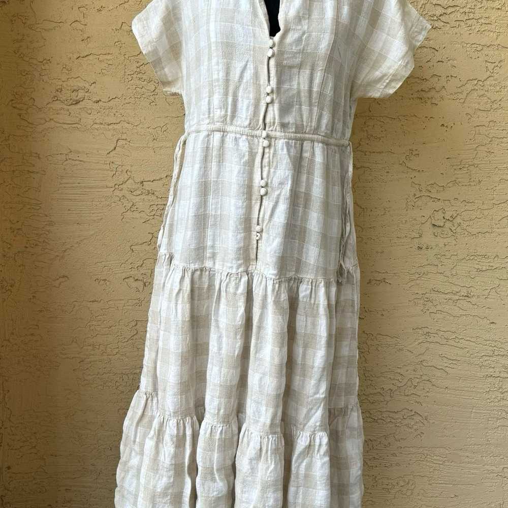 Madewell Gingham Tiered Button Front Midi Dress - image 1