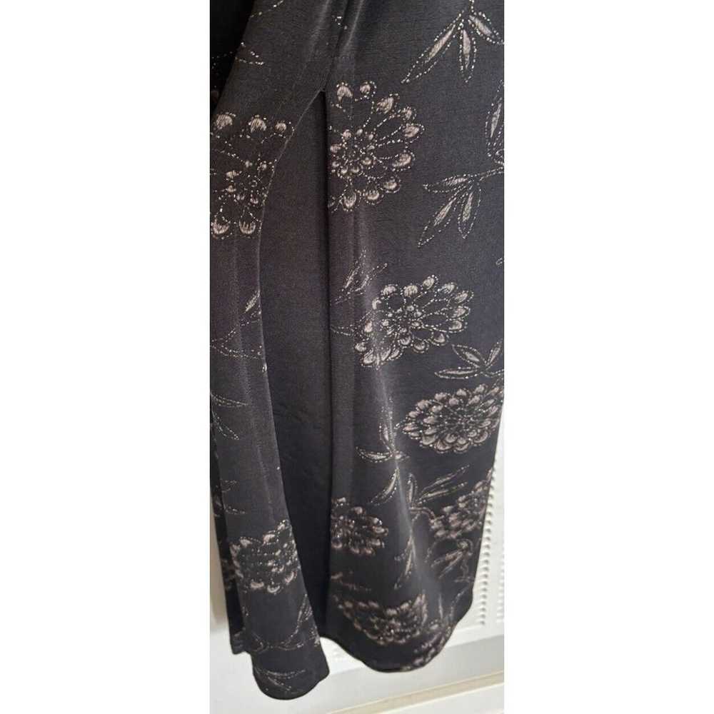 Vintage 90s Black Floral Glitter Maxi Dress Size … - image 3