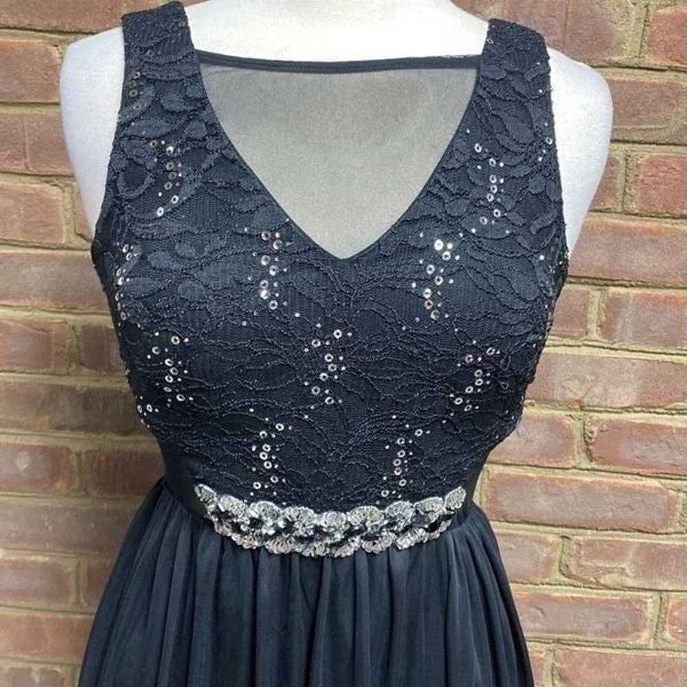 BCX Black Lace & Sequin Sleeveless Chiffon Dress … - image 3