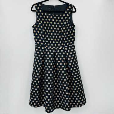 Talbots Womens Dress Size 10 Black Gold Dot Sleev… - image 1