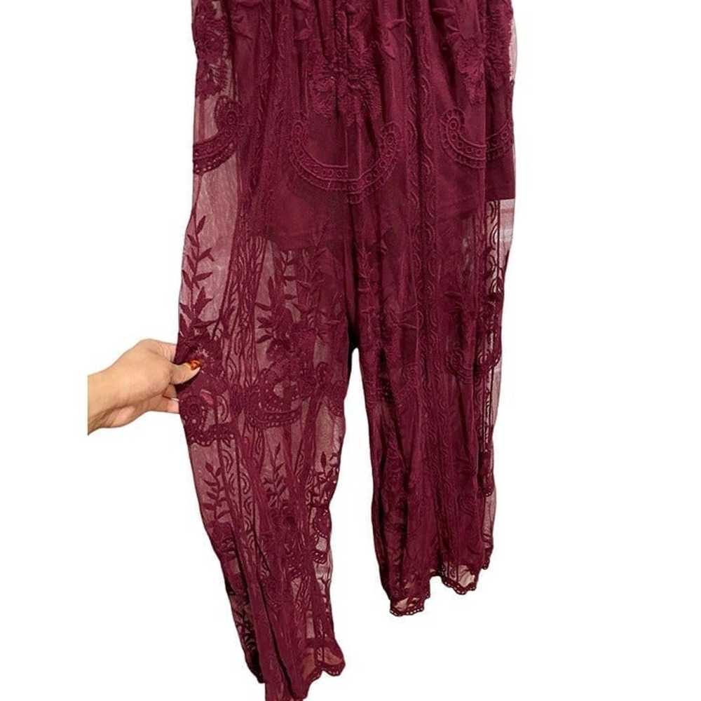 Honey Punch Lace Maxi Dress Romper Jumpsuit Wine … - image 2