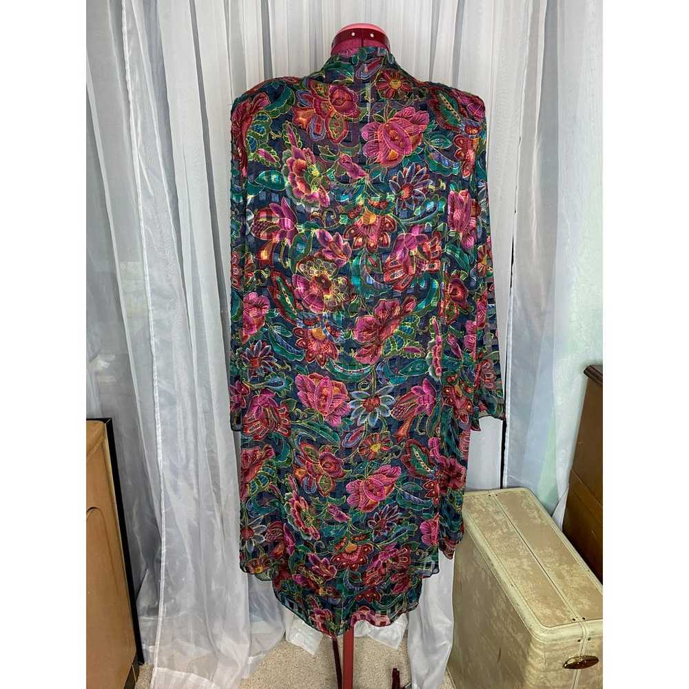 Dress 90s illusion waterfall front jacket floral … - image 11