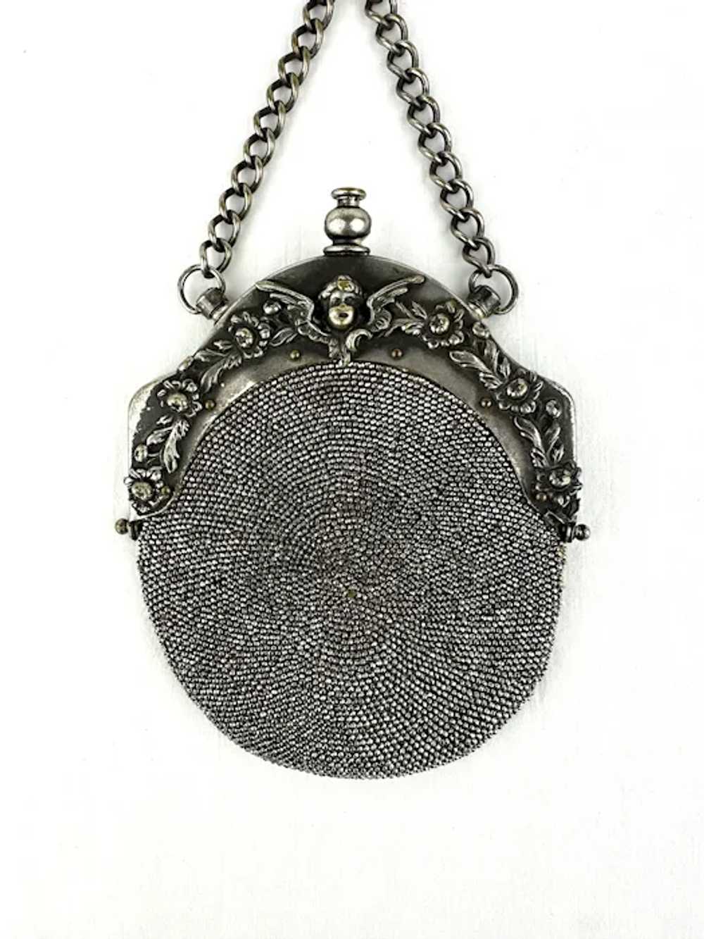 Victorian Cherub Chatelaine Purse with Cut Steel … - image 2