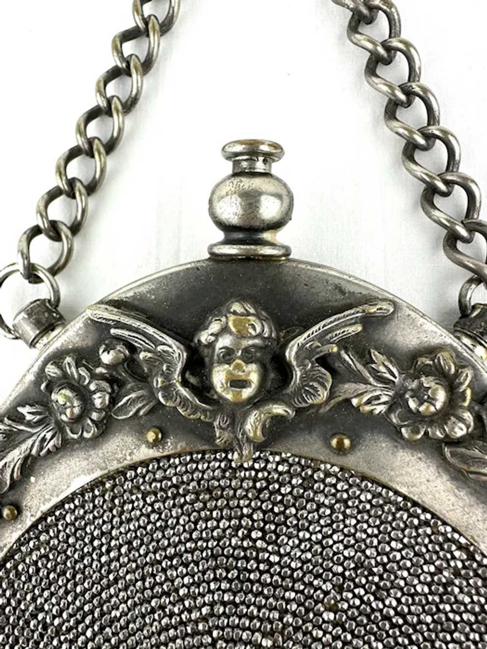 Victorian Cherub Chatelaine Purse with Cut Steel … - image 3