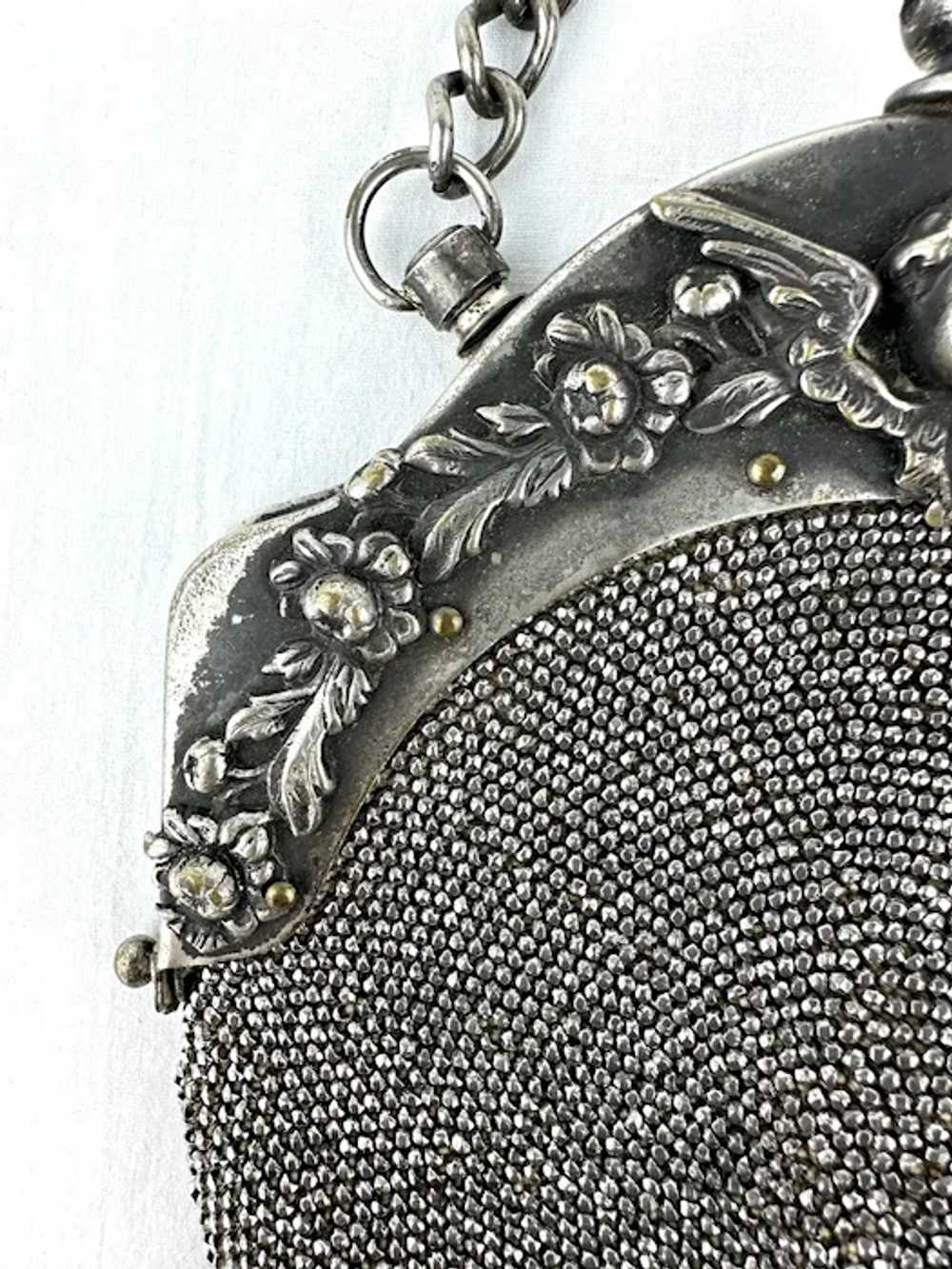 Victorian Cherub Chatelaine Purse with Cut Steel … - image 6