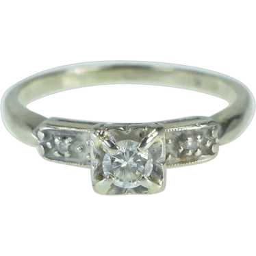 14K Vintage Classic Diamond Promise Engagement Ri… - image 1