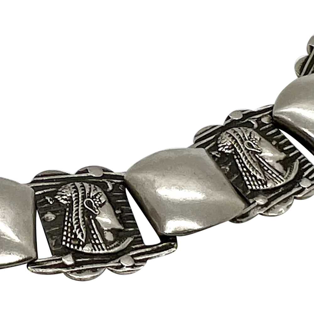 Egyptian Revival Stamped Metal Pharaoh Bracelet - image 1