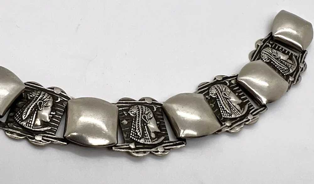 Egyptian Revival Stamped Metal Pharaoh Bracelet - image 2