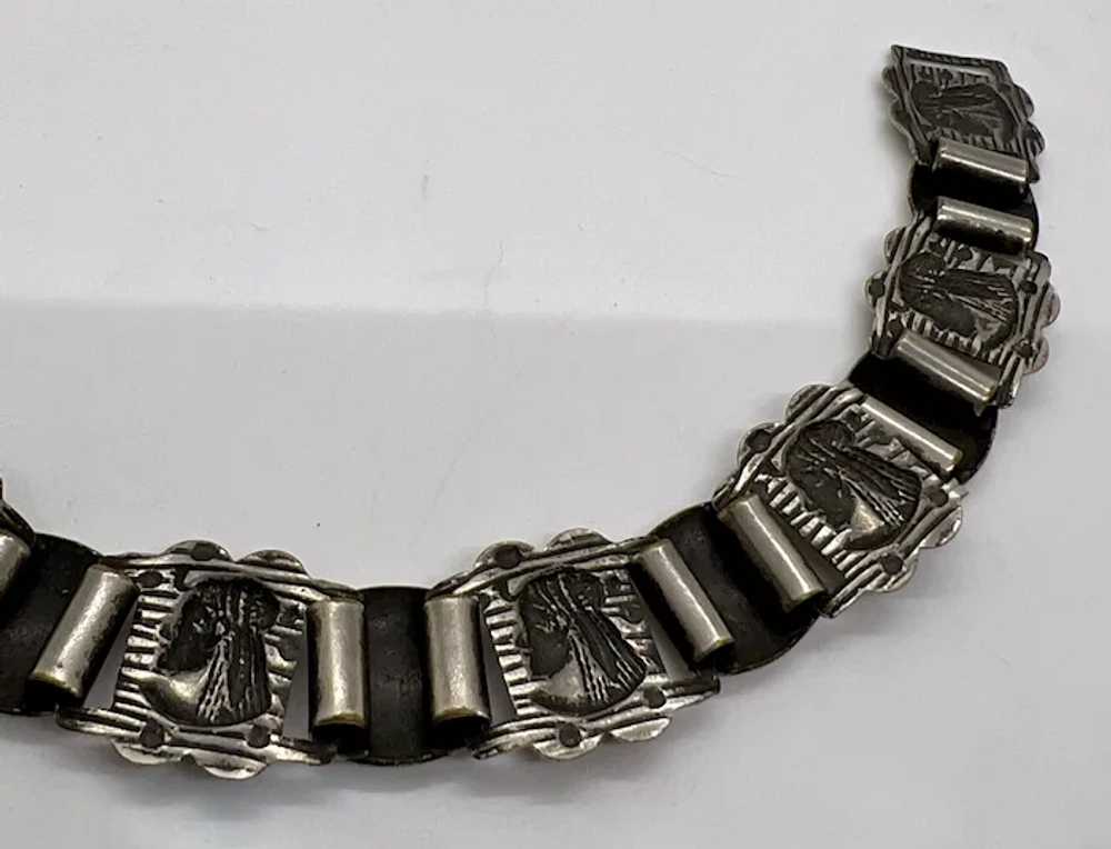 Egyptian Revival Stamped Metal Pharaoh Bracelet - image 5