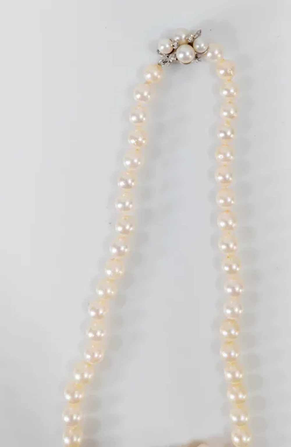 Chinese 14kt White Gold and Pearl Necklace and Br… - image 2