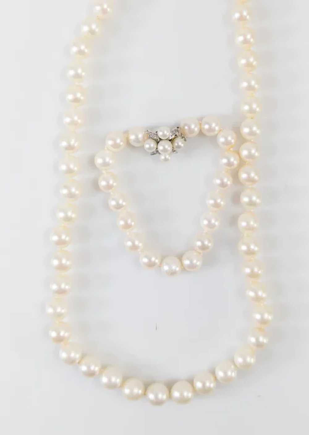 Chinese 14kt White Gold and Pearl Necklace and Br… - image 3