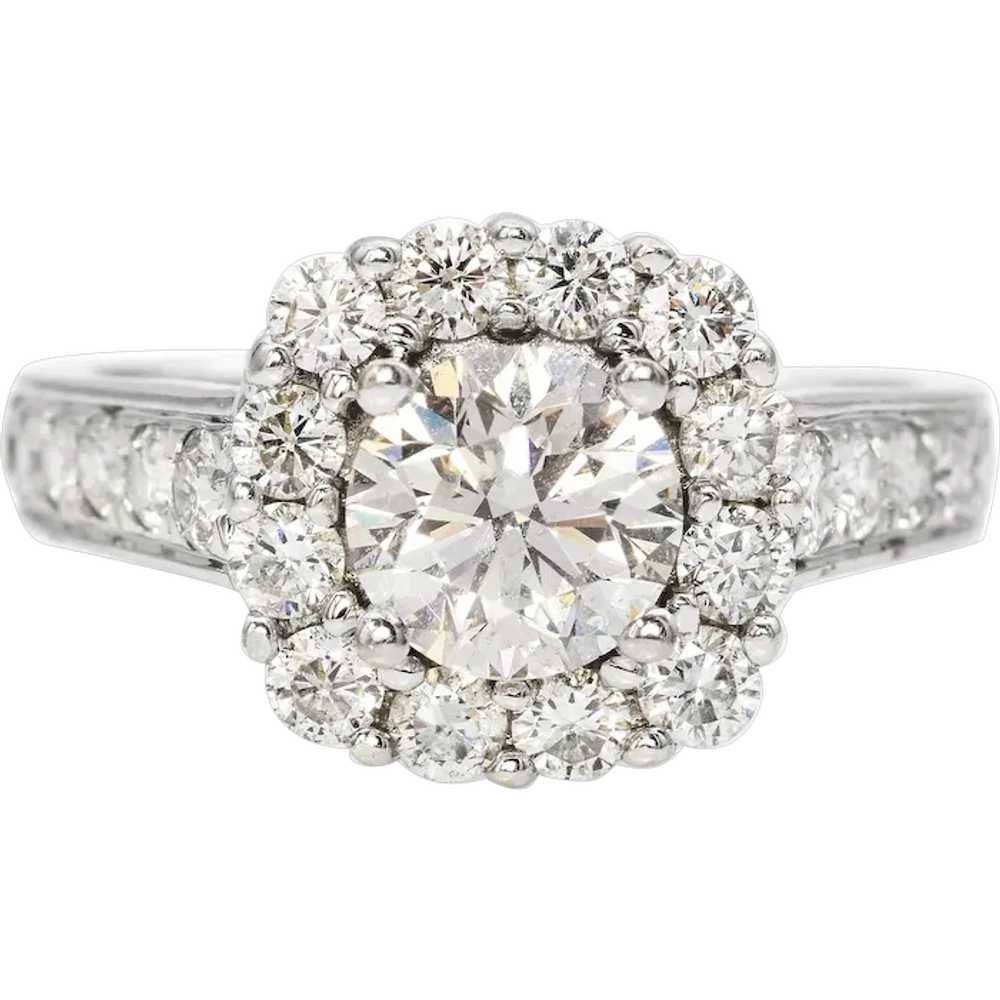 Estate 14K White Gold 2.03 TCW Diamond Engagement… - image 1