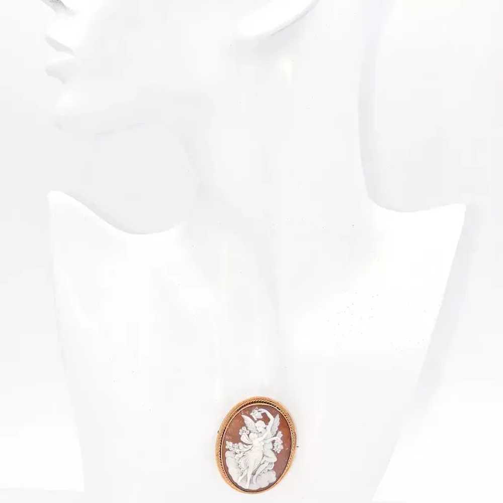 Antique 9K Rose Gold Cameo Shell Cupid & Psyche B… - image 6