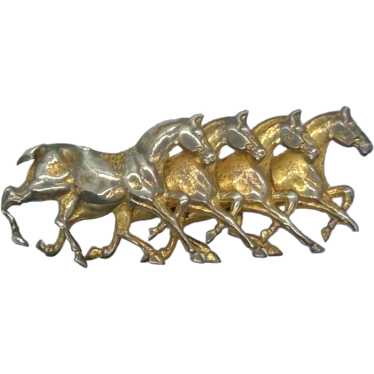Gorgeous Antique Running Horses Brooch