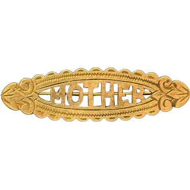 Vintage gold front Mother pin