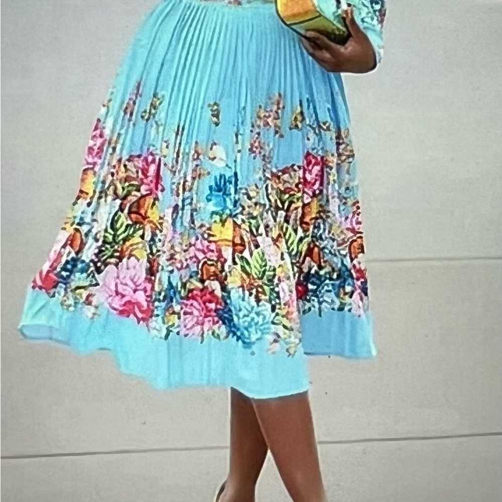 Elegant Light Blue Knee Length Print Dress with S… - image 3