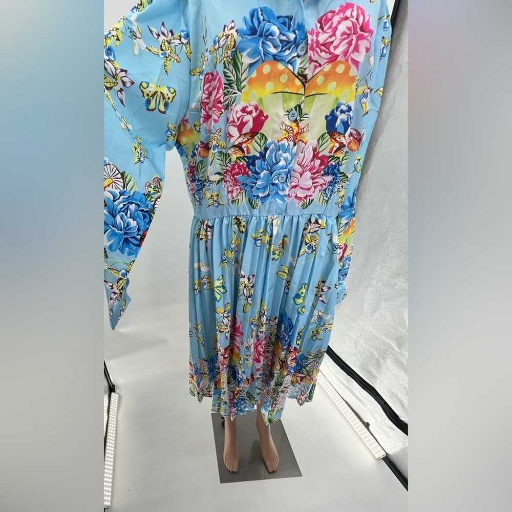 Elegant Light Blue Knee Length Print Dress with S… - image 4