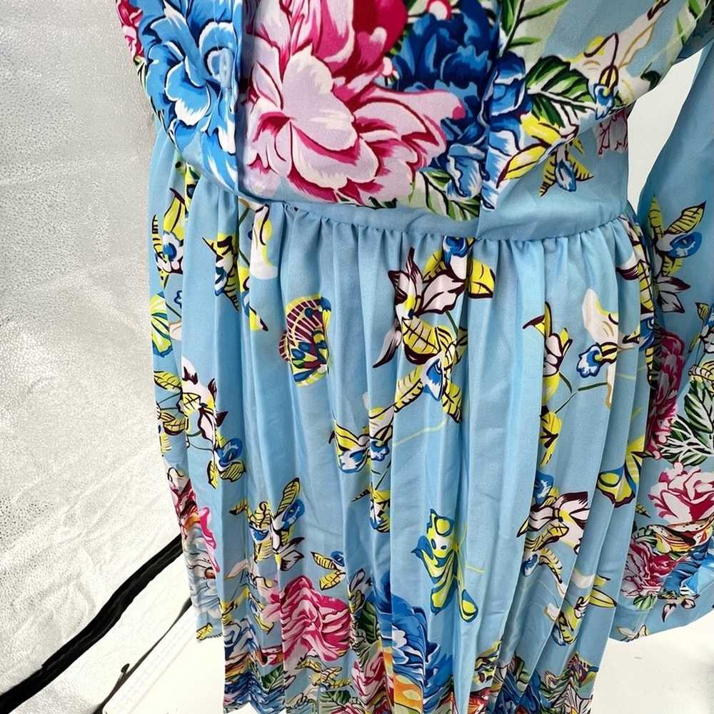 Elegant Light Blue Knee Length Print Dress with S… - image 7