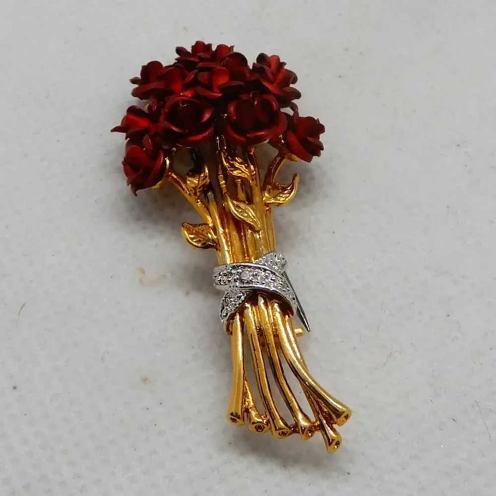 Danbury Mint A Dozen Roses 24K Gold Plated Brooch - image 4