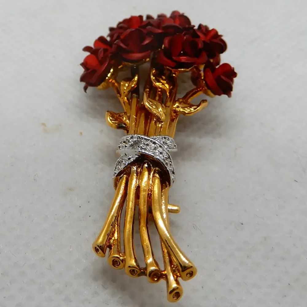 Danbury Mint A Dozen Roses 24K Gold Plated Brooch - image 7