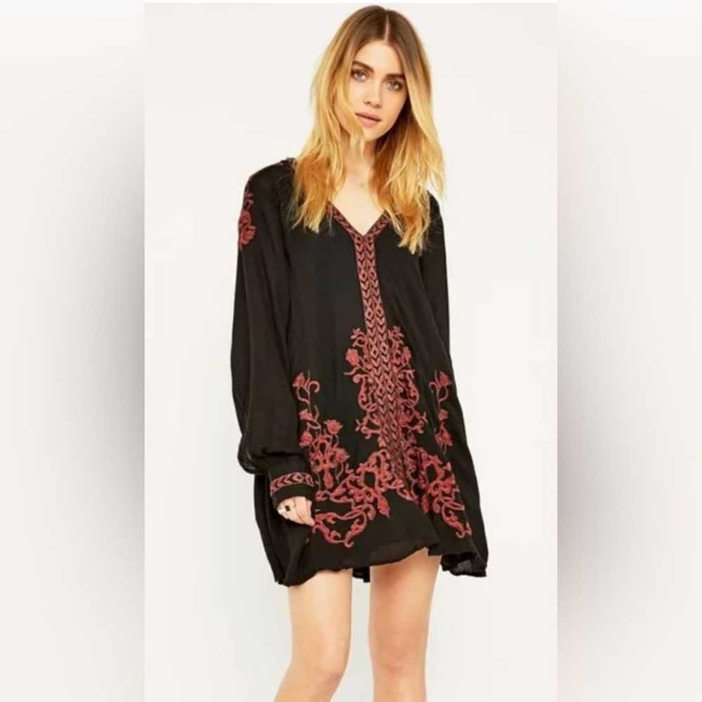 Free People Hearts in Heaven black floral dress s… - image 1