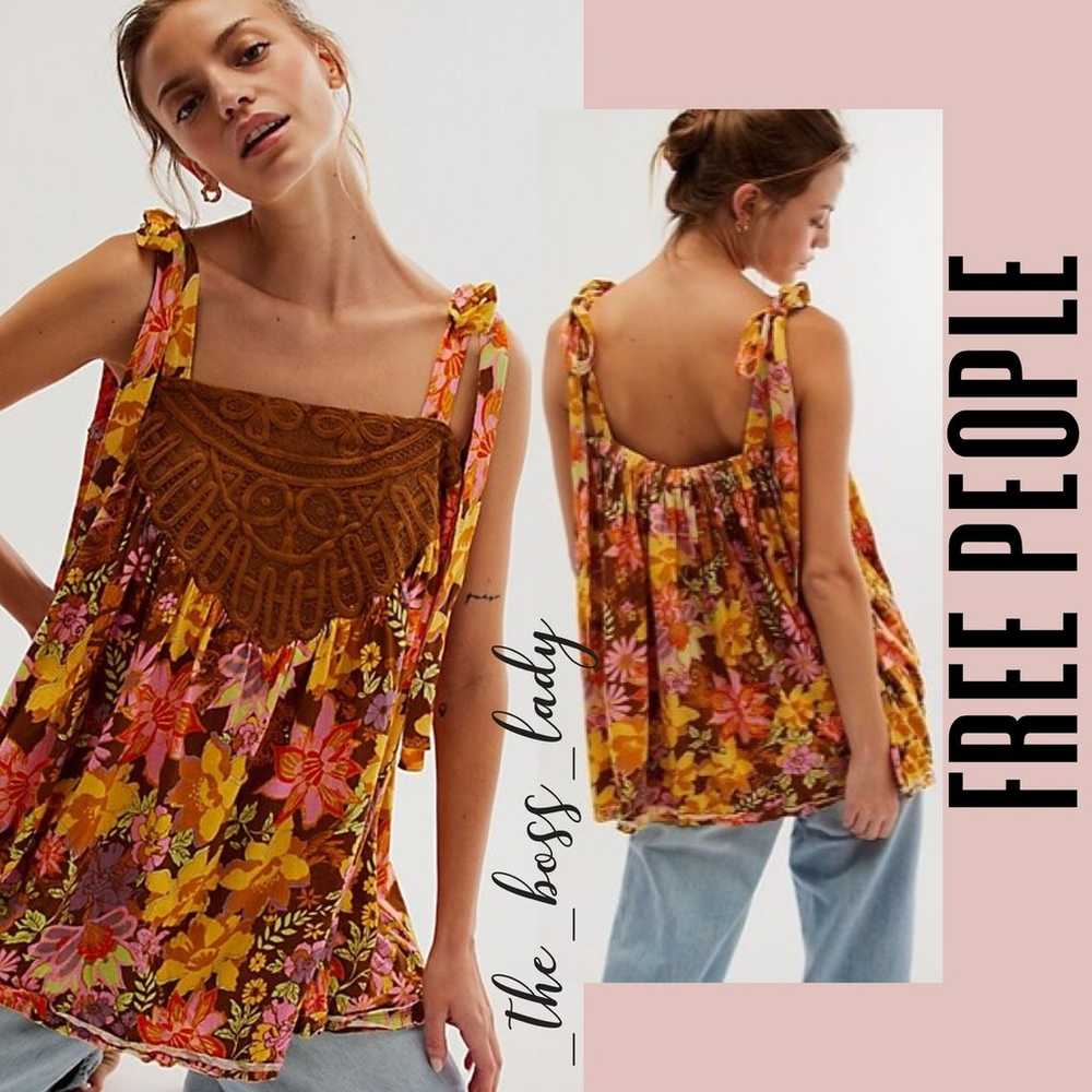 Free People tunic top or mini dress floral spring… - image 1