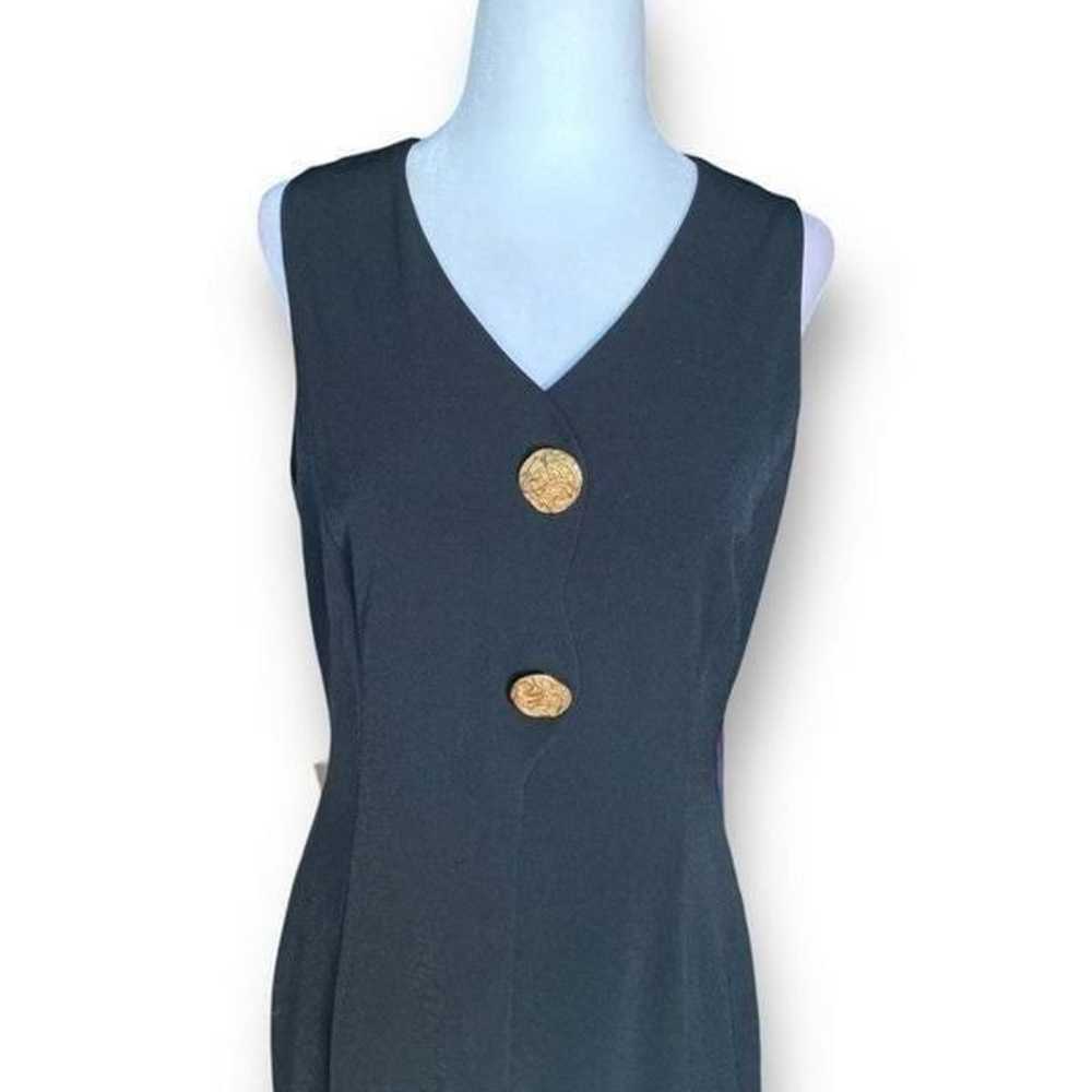 Vintage Evan Picone Dress Black Waistcoat Sleevel… - image 4