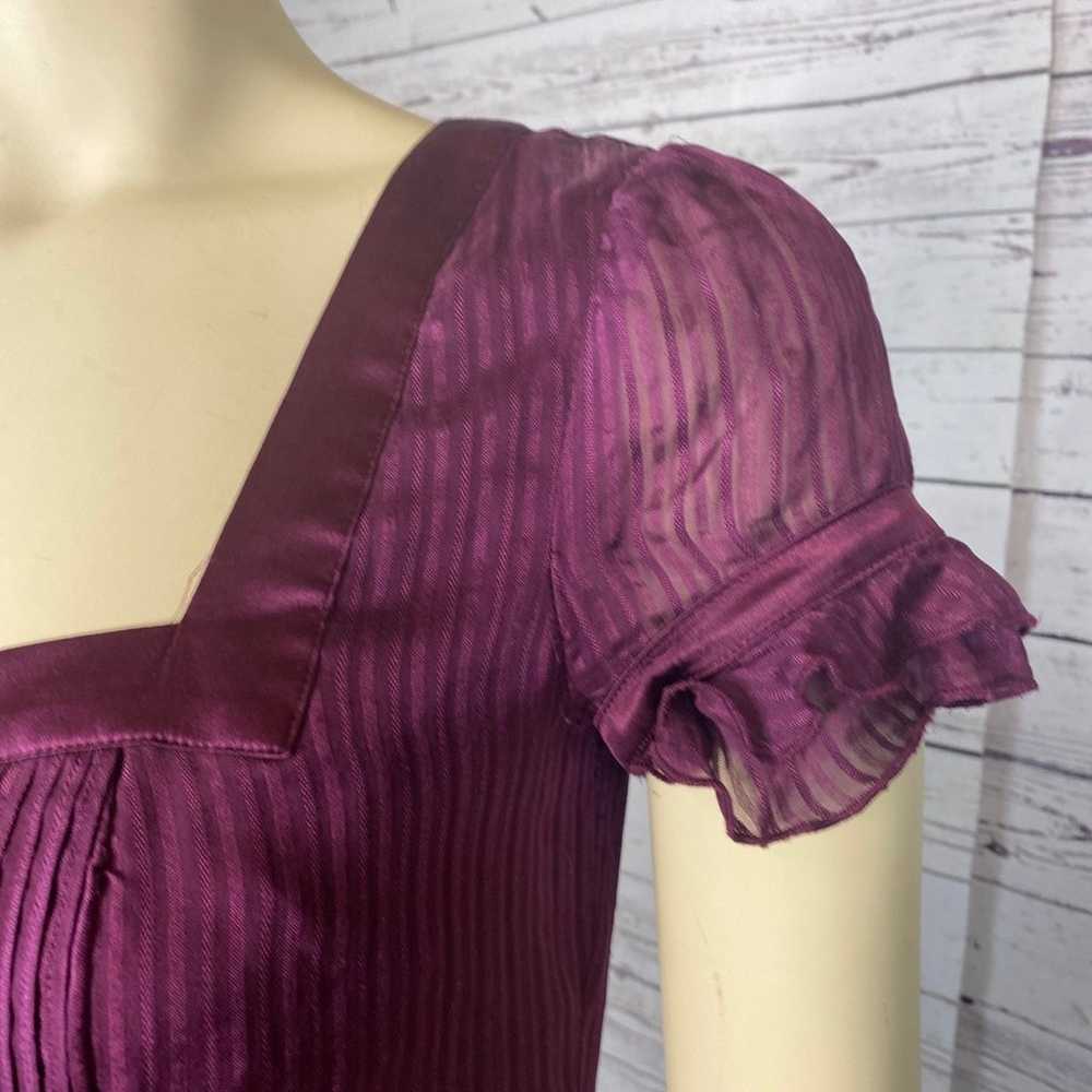 Bebe silk sexy dress with ruffles in plum size sm… - image 8