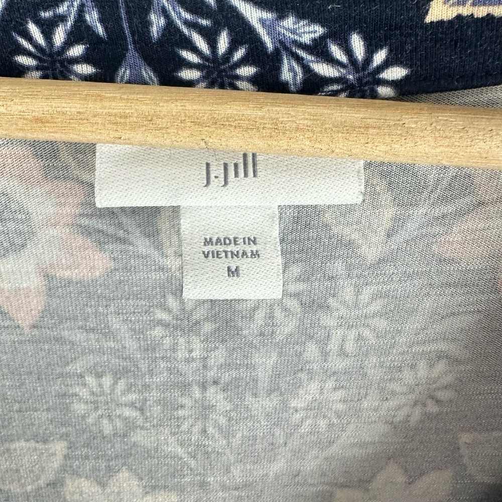 J. Jill Navy Blue Floral Jersey Knit Button Down … - image 7