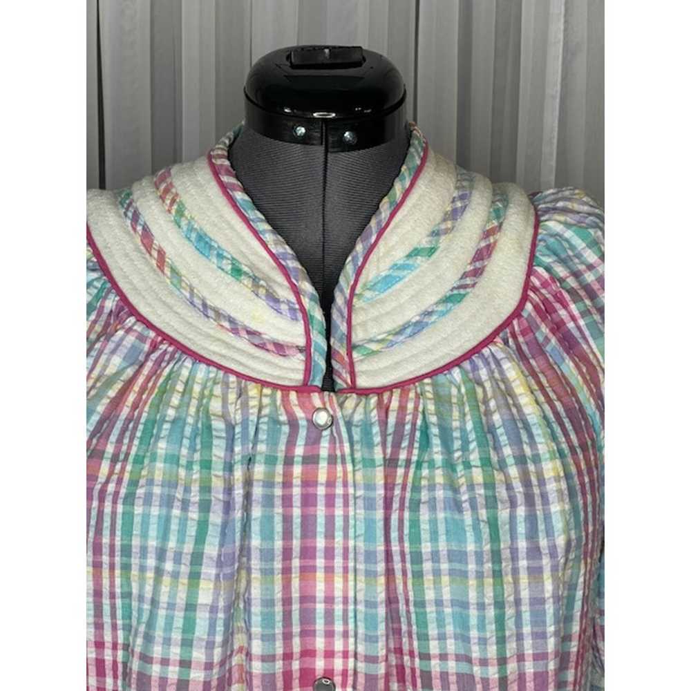 nap dress duster plaid quilted collar pink green … - image 2